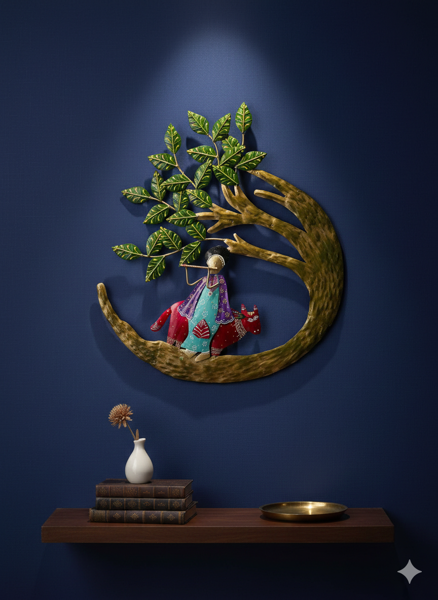 Handcrafted Krishna ji Metal Wall Hanging 22 inch