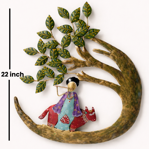 Handcrafted Krishna ji Metal Wall Hanging 22 inch