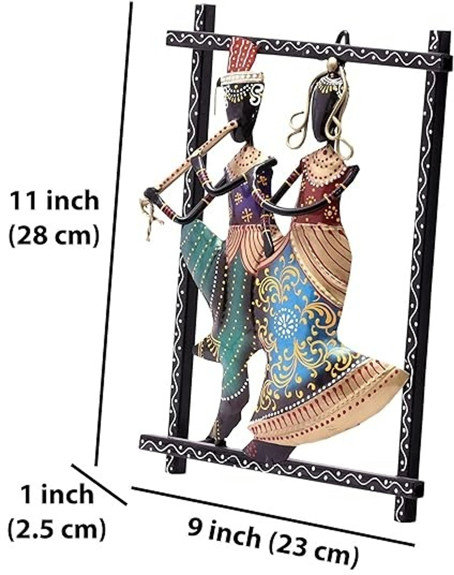 Radha Kishan Wall Hanging Showpiece, Vibrant Rajasthani Handpainted Wall Mount 12 inch