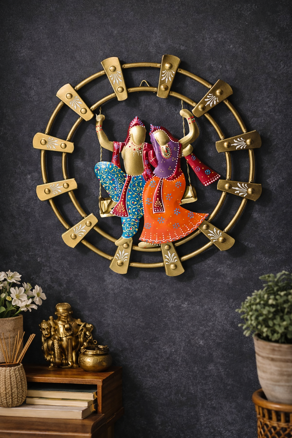 Radha Krishna Metal Wall Hanging Wall Decor