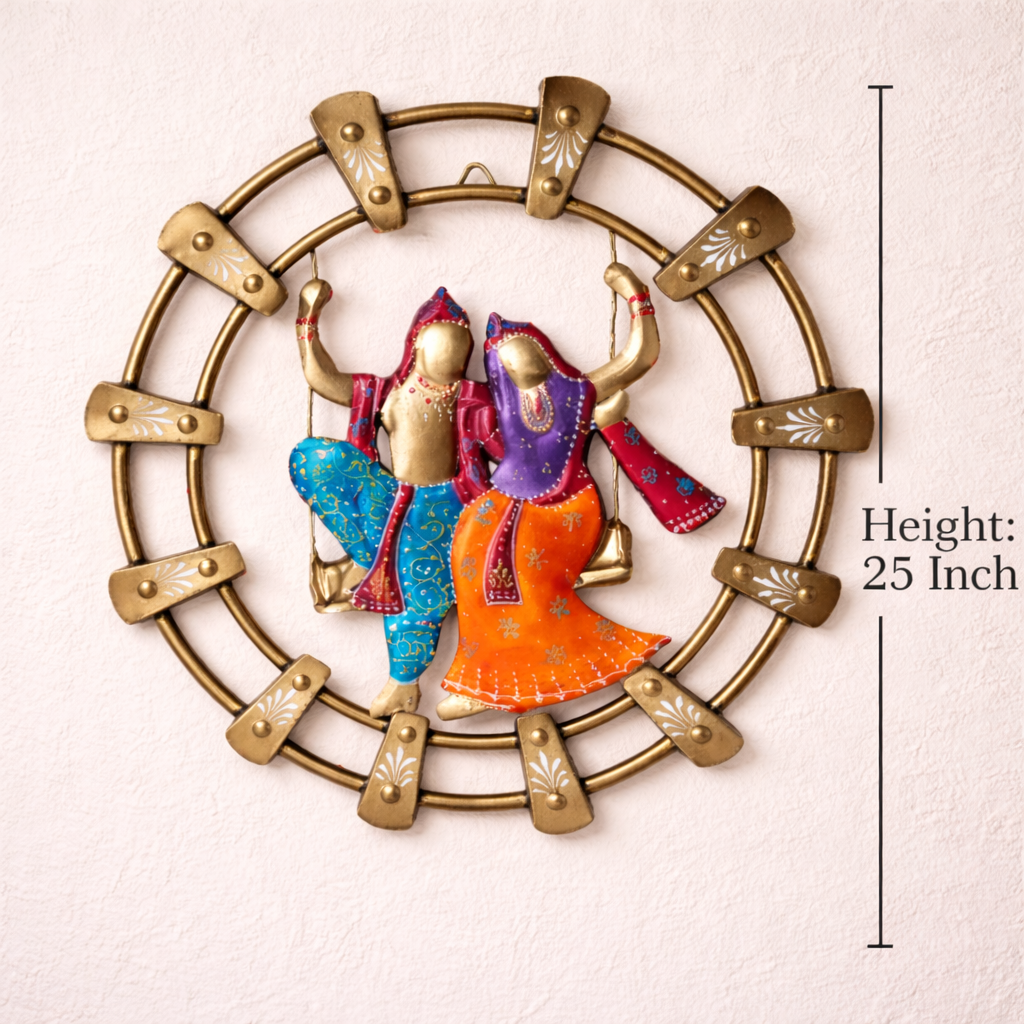 Radha Krishna Metal Wall Hanging Wall Decor