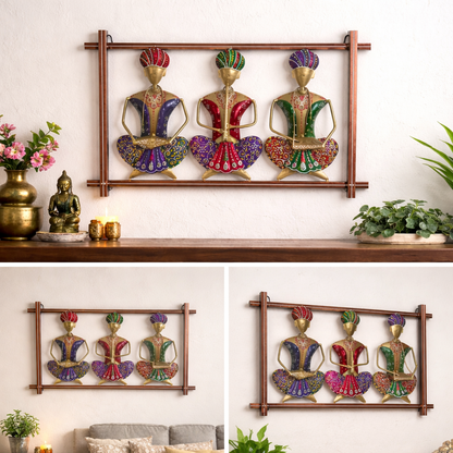 3  Rajasthani Folk Metal Wall Hanging 20 inch