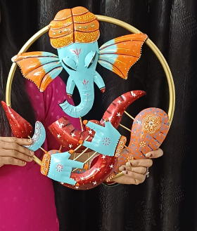 Handmade Metal Ganesh Wall Hanging |  Wall Decor for Home & Office 20 inch