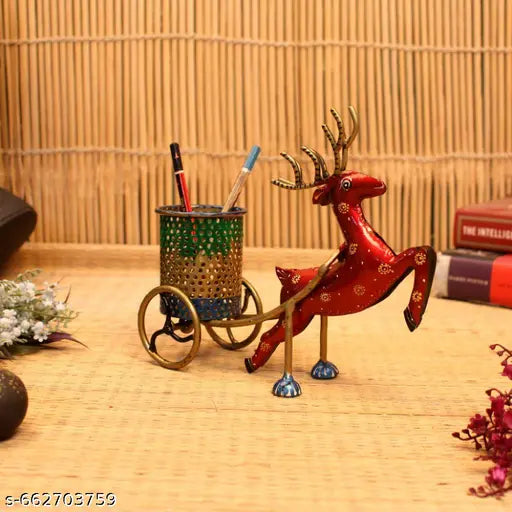 Decorative Deer Cart Pen Holder
