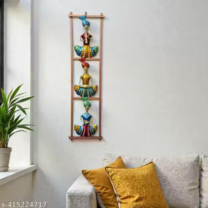 3 Rajathani Folks Metal  Wall Hanging Decor 38 inch